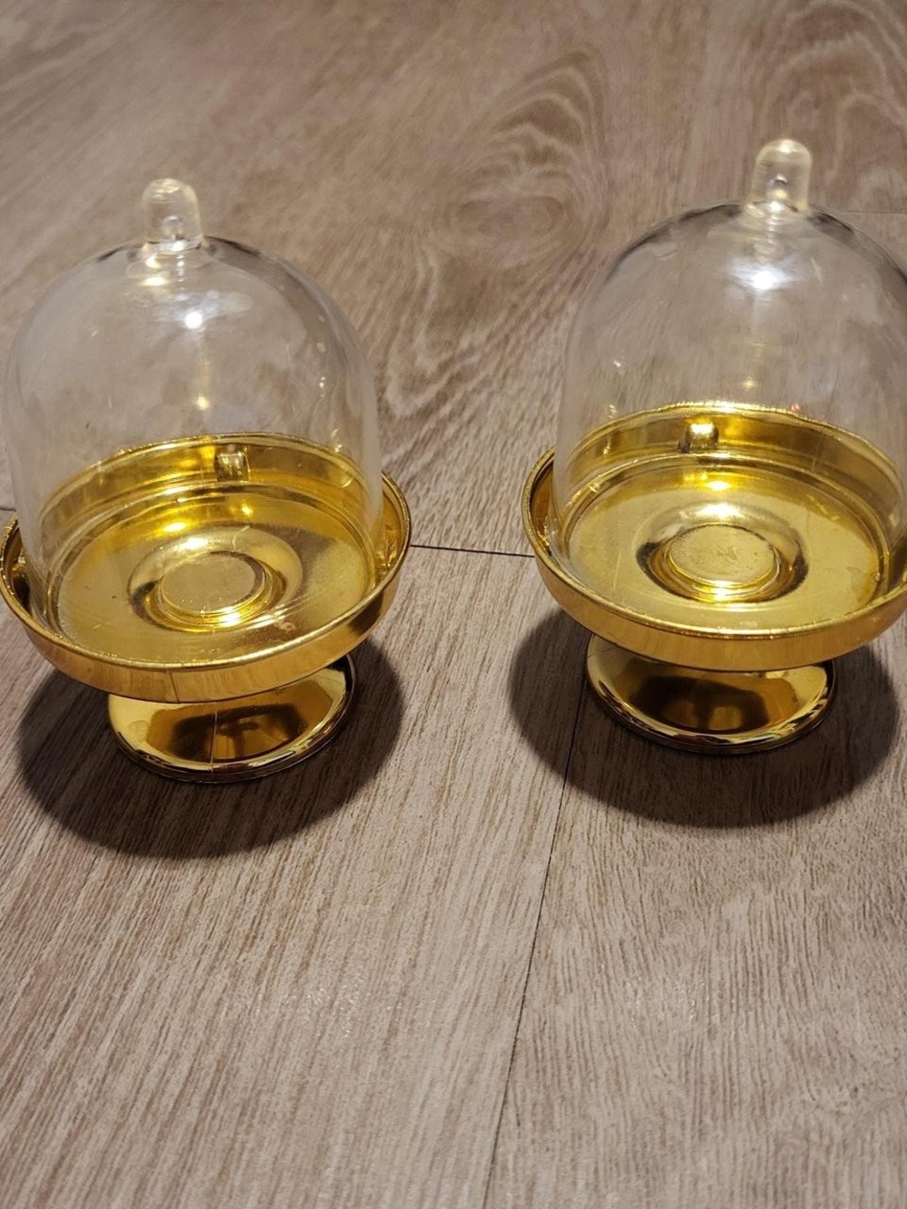 Gold Pladtic Dome Pedestal Accent - Set of 2